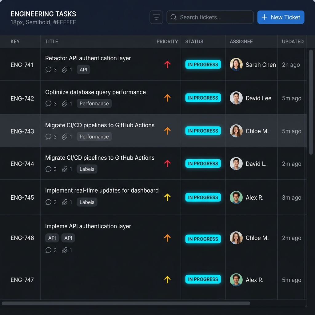 Engineering dashboard interface visualization